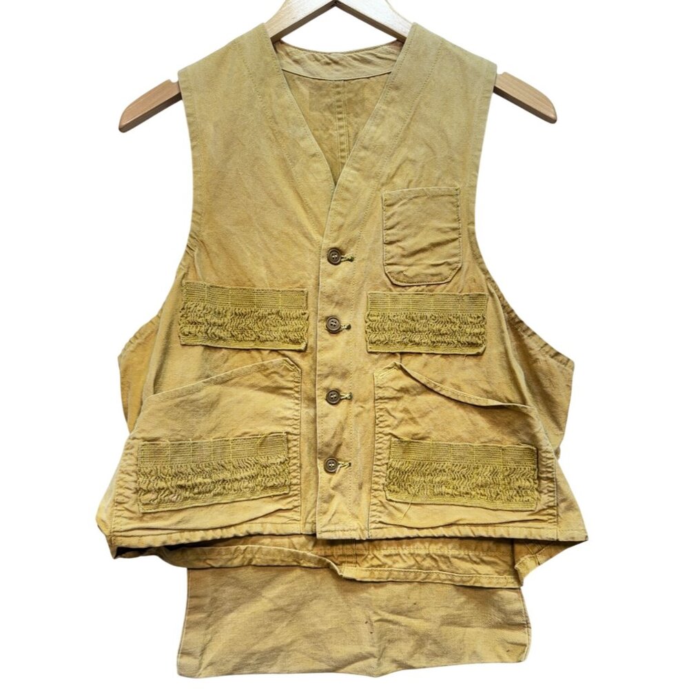 Vintage American Field Men's Hunting Shooting Shotgun Vest Sleeveless Brown